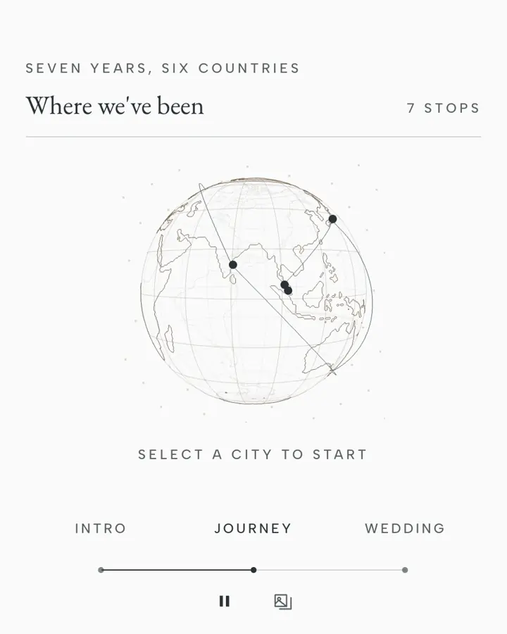 The sample invitation in the The Traveler design